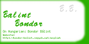 balint bondor business card